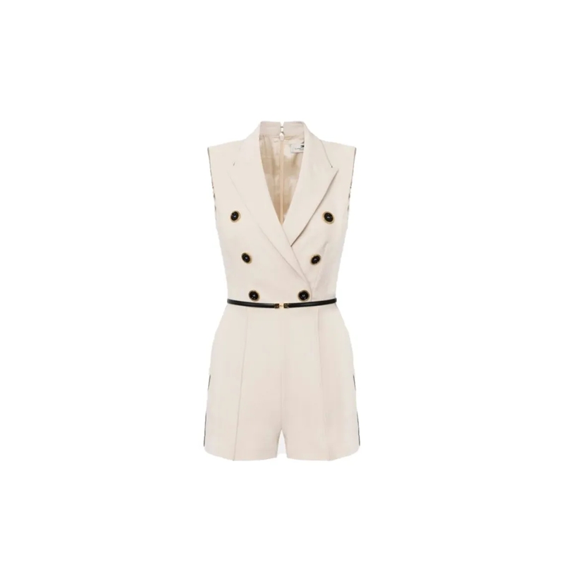 Elisabetta Franchi Mini-robe Multicolor Double-Breasted Playsuit With Tailored  Neutrals