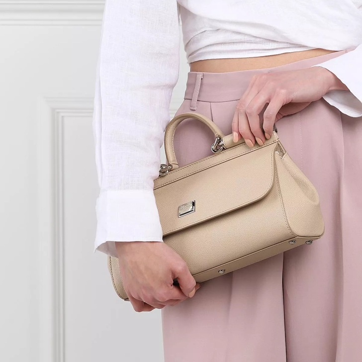 Medium Sicily handbag in dauphine leather in White