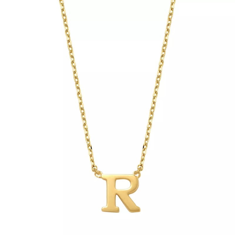 Isabel Bernard Collier court Le Marais Chloé 14 Karat Initial Necklace Letter R Gold
