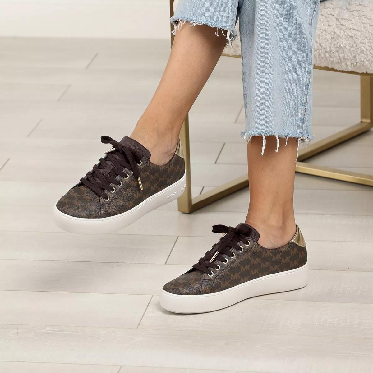 Michael Kors Poppy Lace Up Brown Platform Sneaker