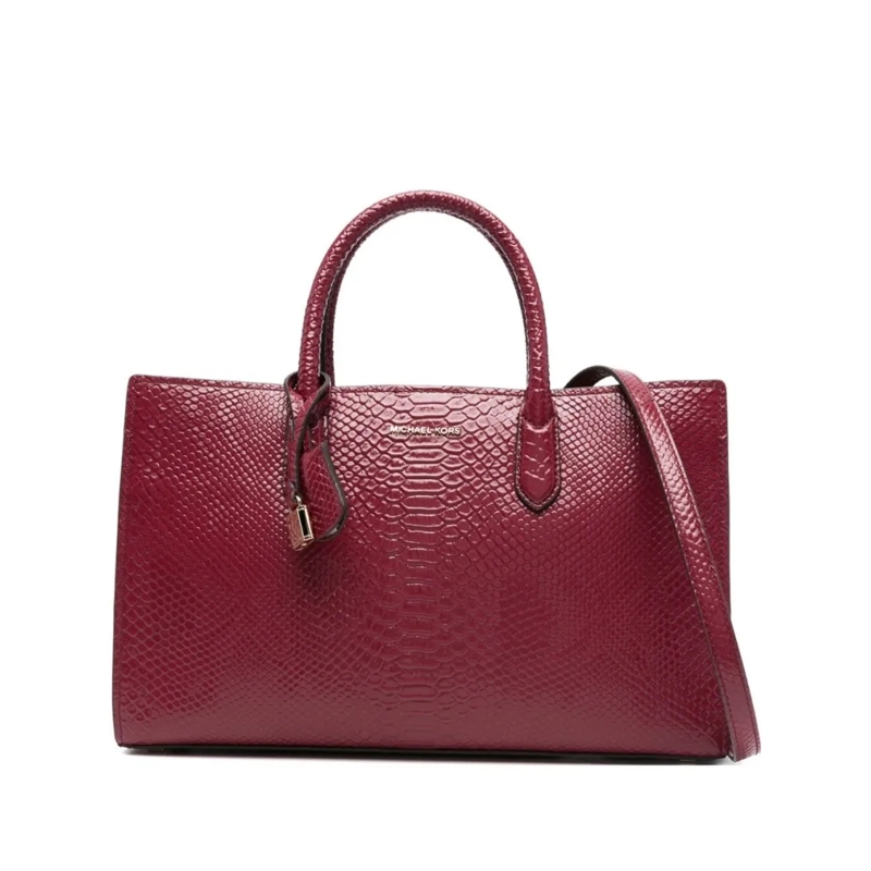 MICHAEL Michael Kors Fourre-tout Structured Beige Vitello Leather Shopper Burgundy