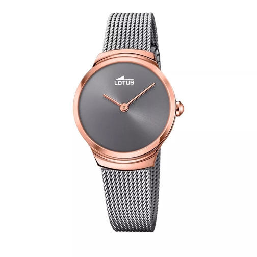 Lotus Minimalist Stainless Steel Watch Bracelet Grey/Rose Quartz Horloge