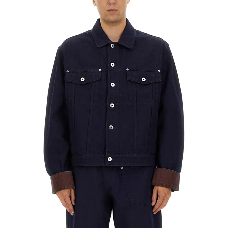 J.W.Anderson Veste en jean Cropped Denim Jacket With Contrasting Cuffs Blue