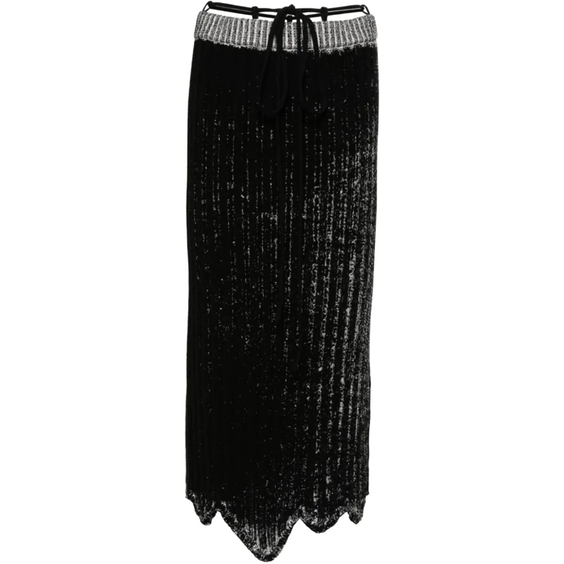 Acne Studios Midirock Knitted Skirt - Black/white weiß