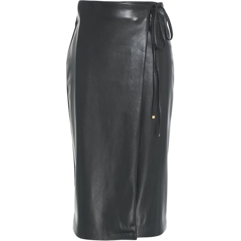 Guess Midirock Wrap skirt made of faux leather schwarz