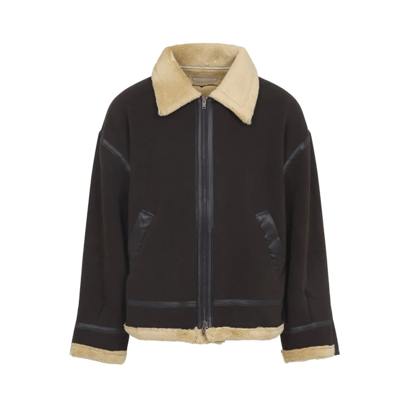Mastermind Japan  Cotton Jacket With Shearling Accents And Bold Skul Brown