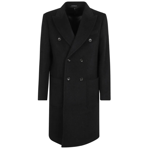 Emporio Armani Trenchcoat Alpaca Blend Wool Coat Black