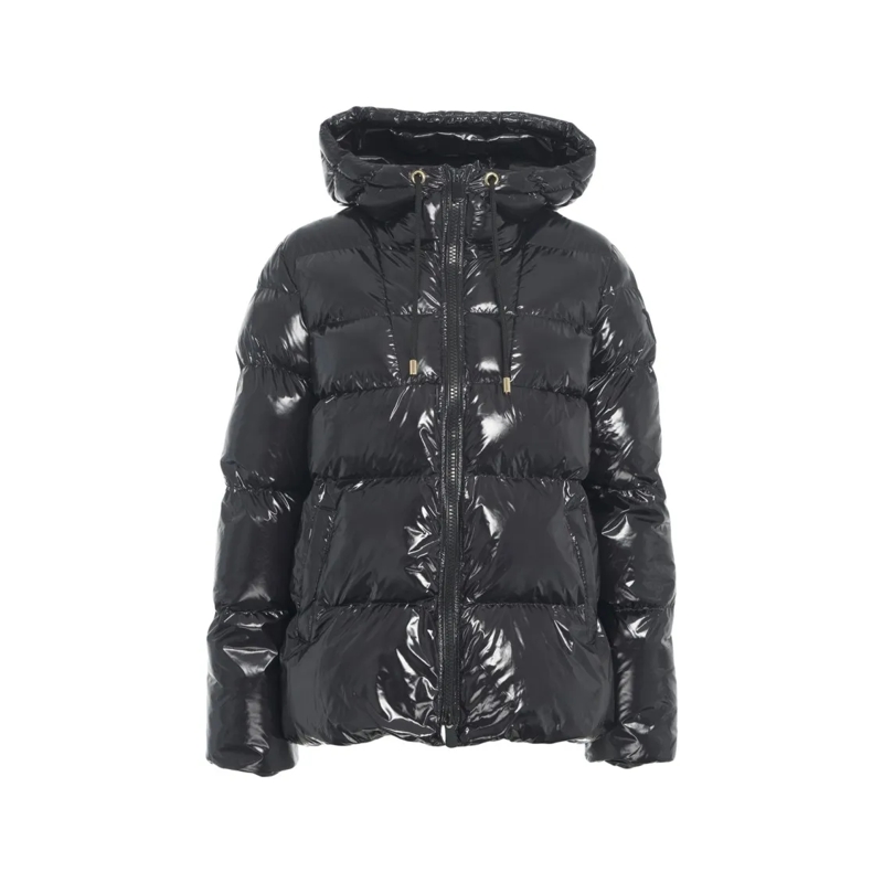 Pinko  Quilted Puffer Jacket With Drawstring Hood Black