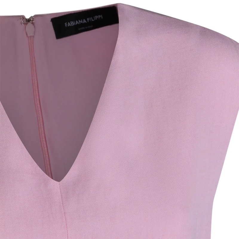 Fabiana Filippi Midikleid Sleeveless Midi Dress With V-Neckline Pink(Image 4)
