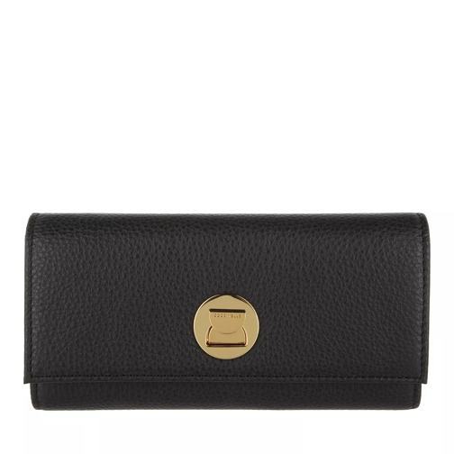 Coccinelle Liya Wallet Grainy Leather  Noir Portemonnaie mit Überschlag