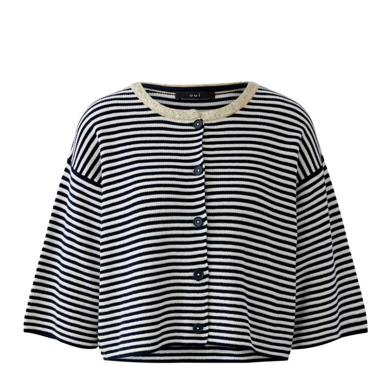 Oui Strickjacke Strickjacke dunkel-blau