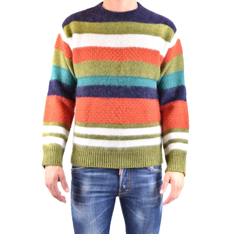 Dsquared2 Trui Multicolor Horizontal Stripe Knit Sweater Neutrals