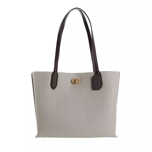 Coach Colorblock Leather With Coated Canvas Signature In Grey Fourre-tout