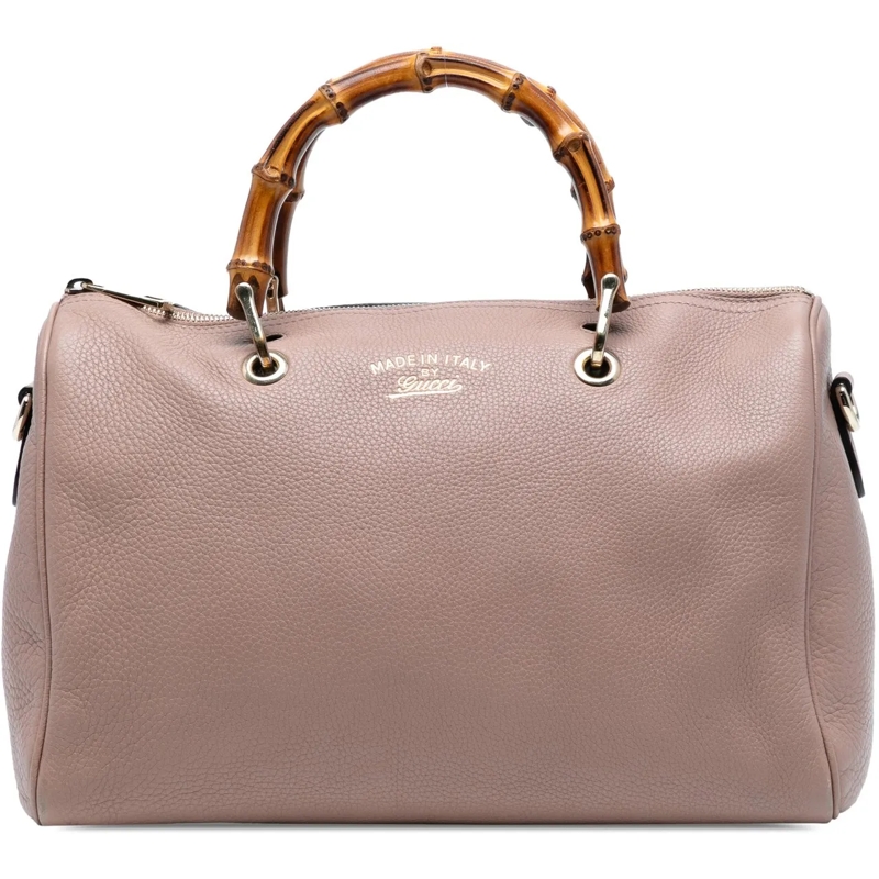 Gucci Schultertasche Medium Calfskin Bamboo Shopper Boston Bag braun