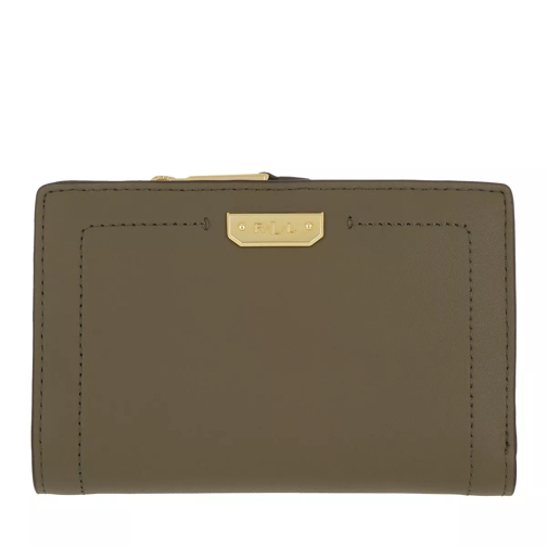 Lauren Ralph Lauren New Compact Wallet MD Sage/Caramel Bi-Fold Portemonnee