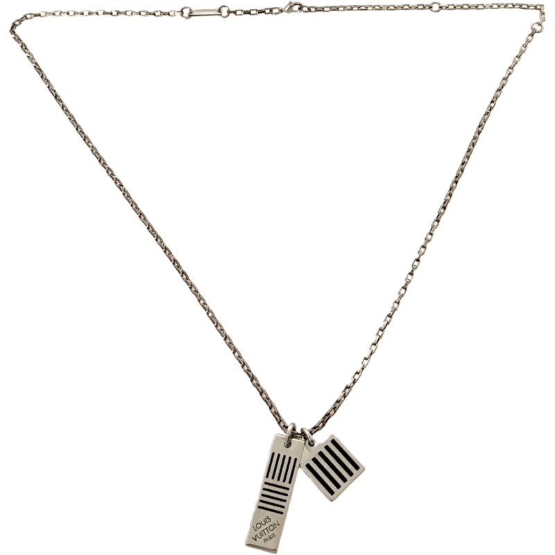 Louis Vuitton Mittellange Halskette Louis Vuitton Damier Necklace M62490 Silver / very silber