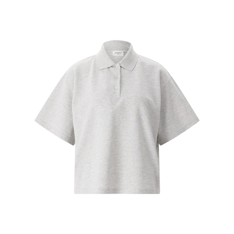Saint Laurent Polohemd Poloshirt mit Logo grau