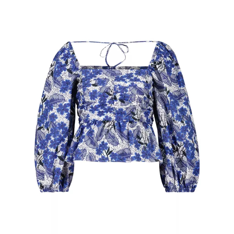 Max Mara  Florale Crop Top Bluse Palpiti Blau