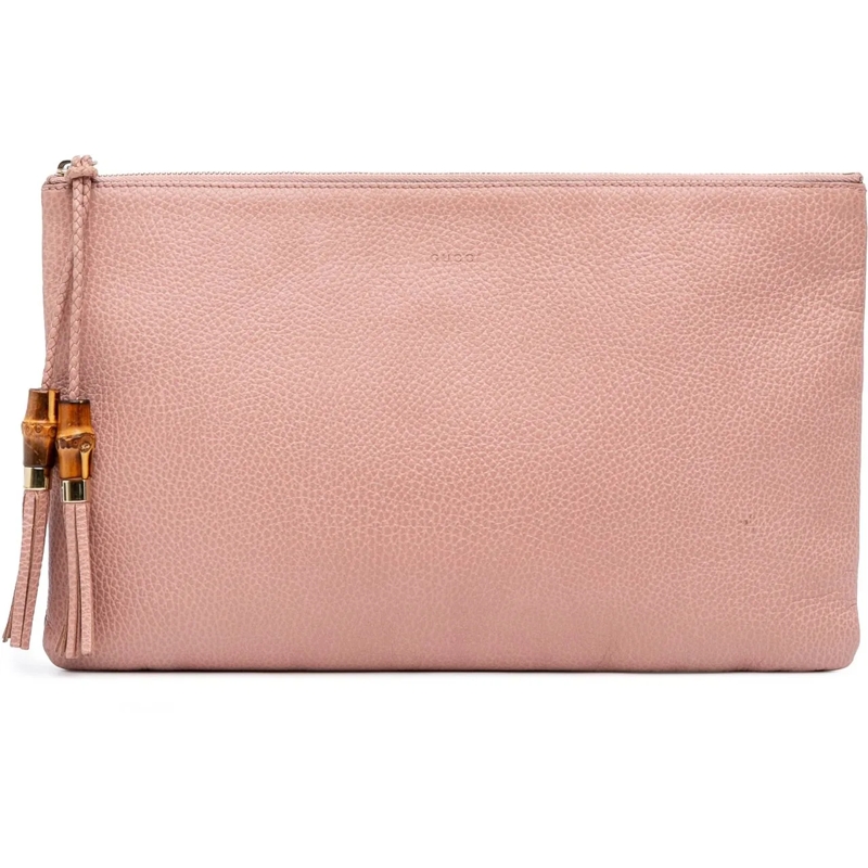 Gucci Pochette Calfskin Bamboo Tassel Clutch rose