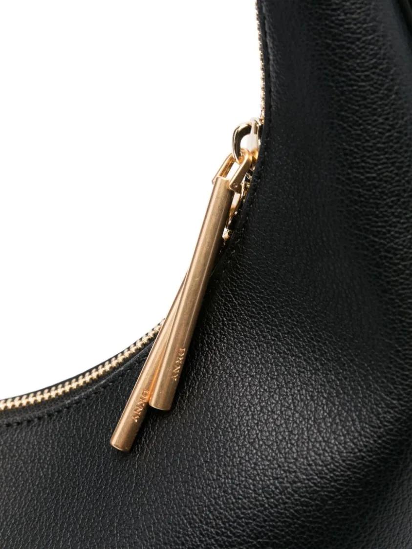 DKNY Shoppers & Totes Textured Cow Leather Hobo Tote in zwart