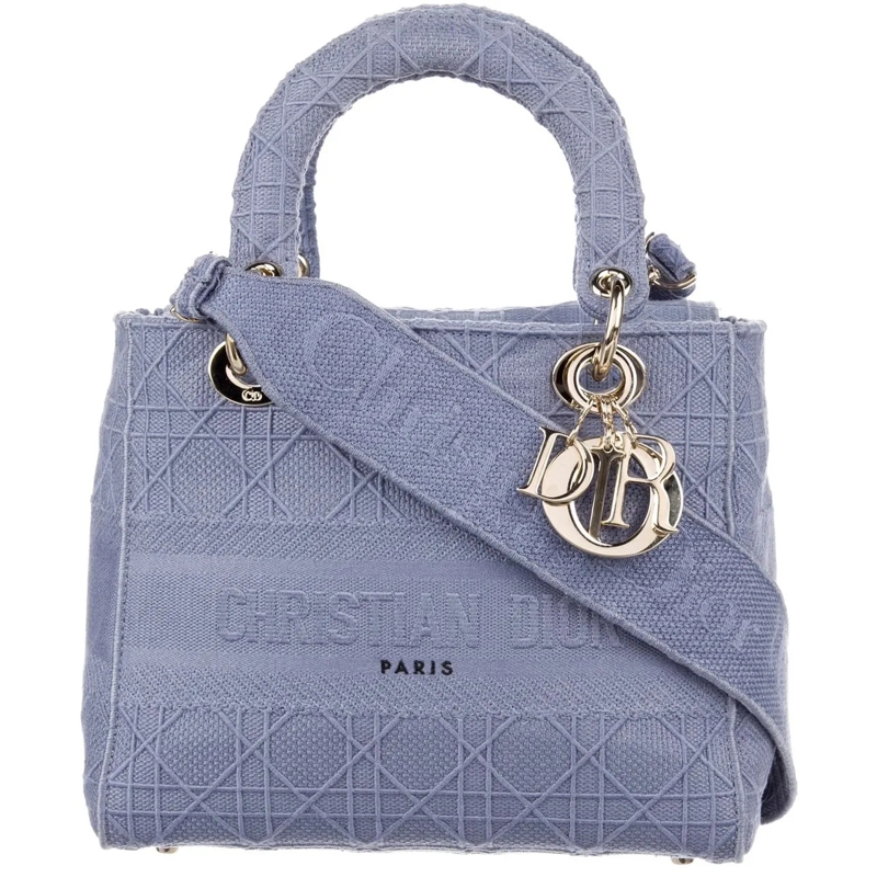 Christian Dior Schultertasche Medium Canvas Cannage Lady D Lite lila