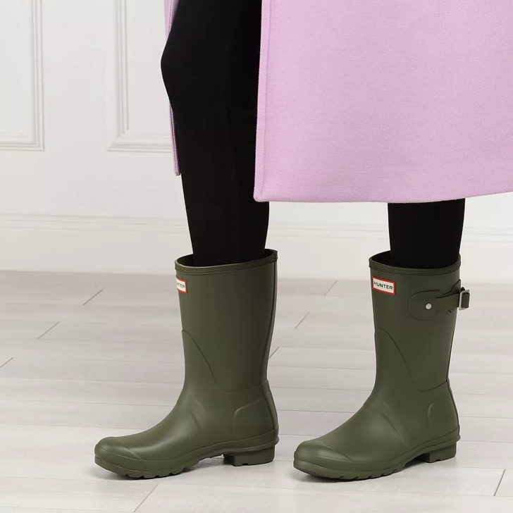 Olive green hunter boots hot sale short