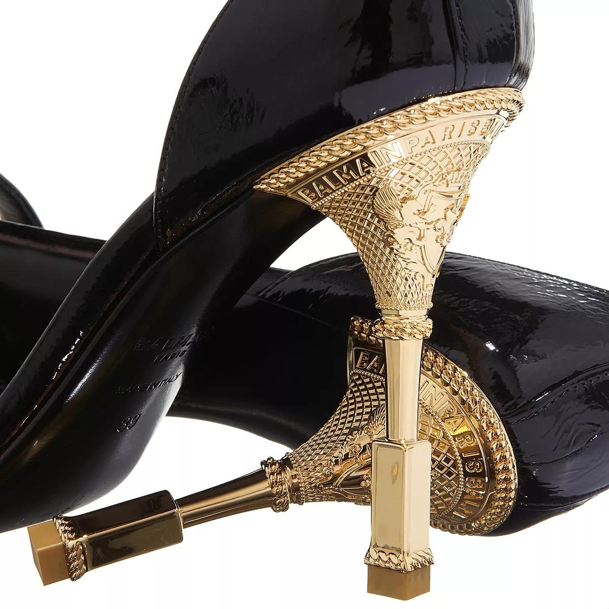 Balmain Moneta Sandals Patent Leather Black | Riemchensandale