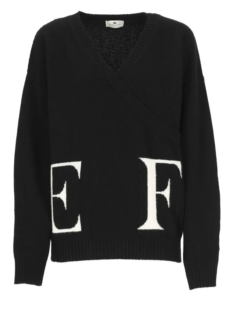 Elisabetta Franchi - Striped Sweater - Größe 38 - schwarz