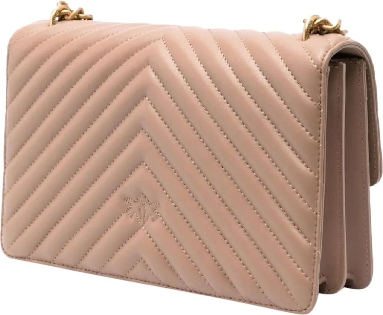 Pinko Beige Chevron Quilted Love Birds Schoudertas Beige Dames