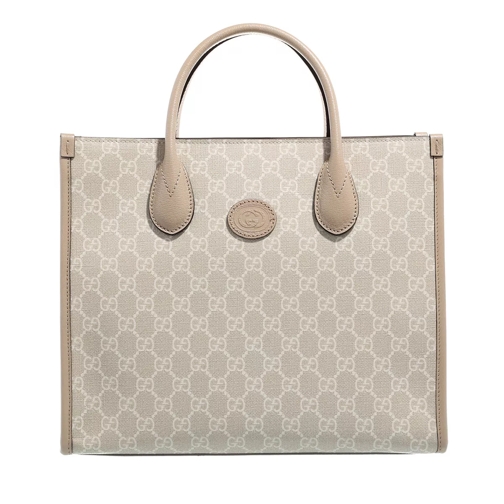 Gucci Small GG Shopping Bag Beige White Rymlig shoppingväska