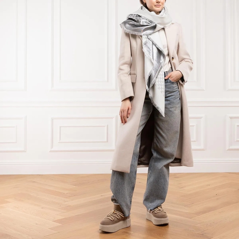 Gucci Leichter Schal Jacquard Silk Schal Light Grey(Image 2)