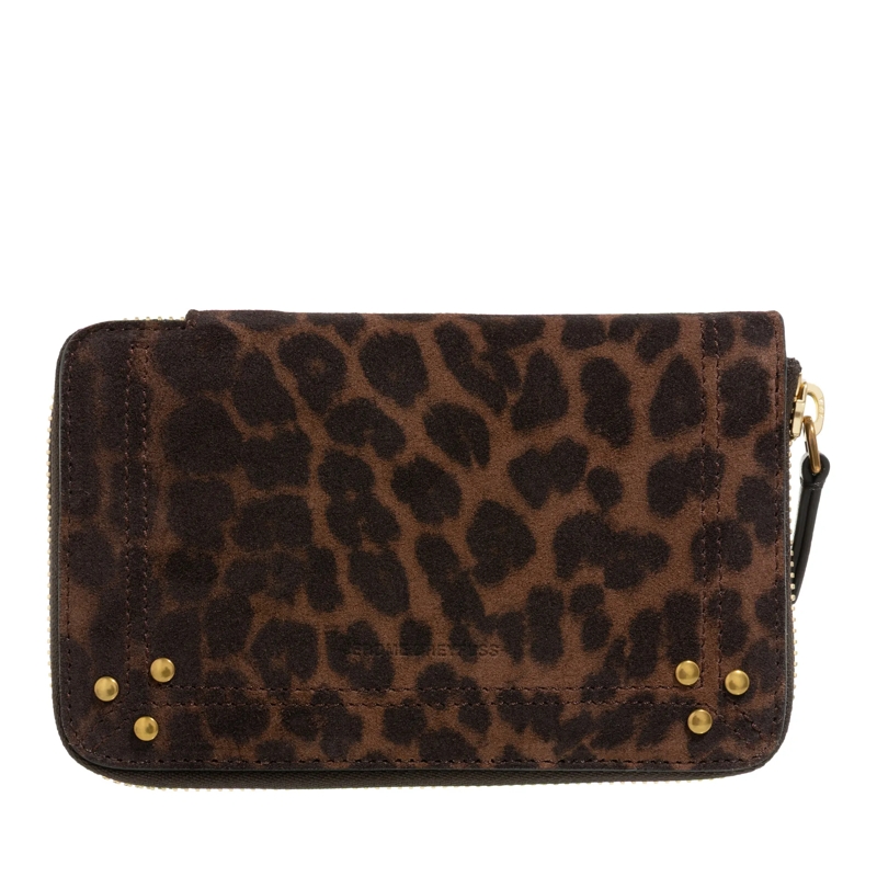 Jerome Dreyfuss Portemonnaie mit Zip-Around-Reißverschluss Julien Imprime Leopard Naturel