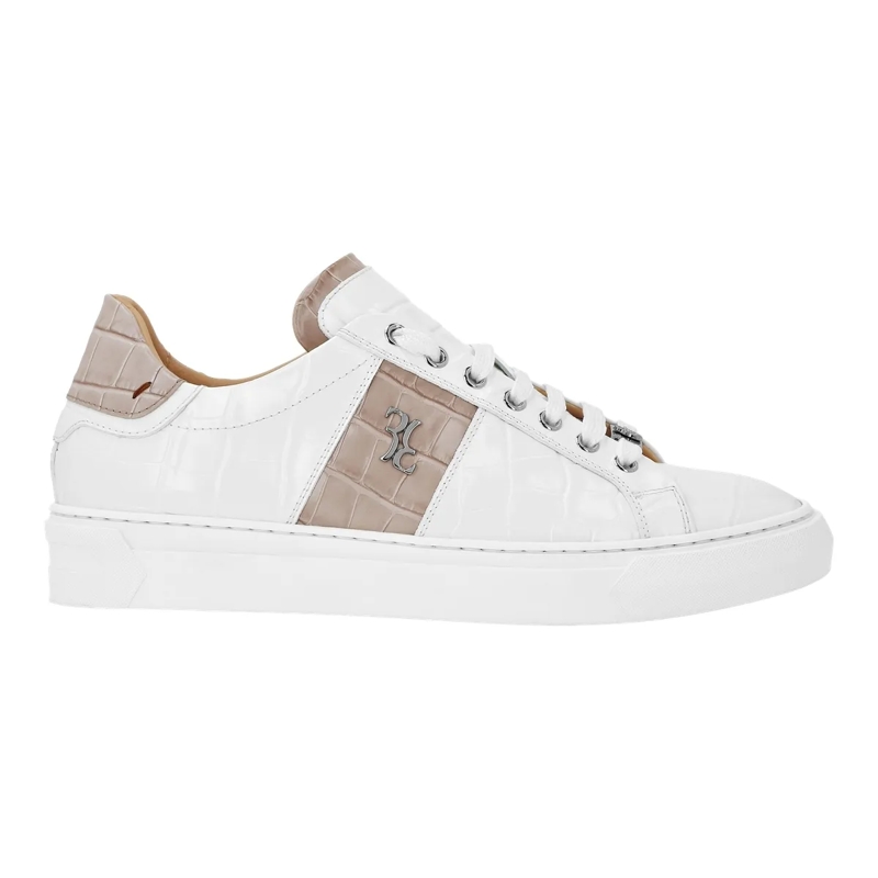 BILLIONAIRE Low-Top-Sneaker Lo-Top Turnschuhe Cocco Crocco Geprägt weiss(Image 2)
