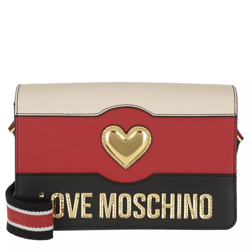 Love Moschino Striped Crossbody Bag Nero/Avorio/Rosso Crossbody Bag