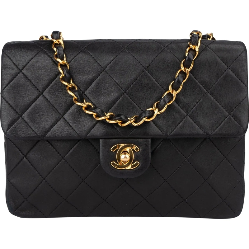 Chanel Sac à bandoulière Chanel Quilted Lambskin 24K Gold Single Flap Cross schwarz