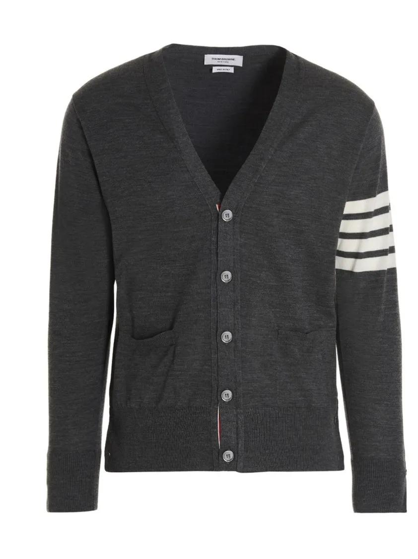 Thumbnail - Thom Browne - Merino Wool Cardigan - Größe 5 - grau
