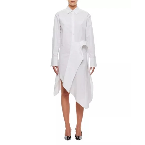 J.W.Anderson Deconstructed Drape Cotton Shirt Dress White 