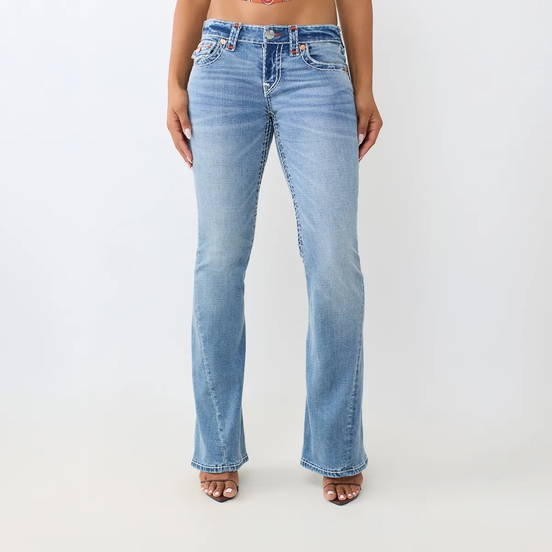 True Religion Jeans - Low Rise- Farbige Ziernähte- Super T-Stitching blau(Image 6)
