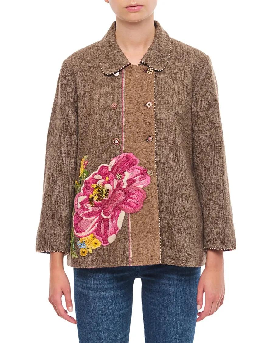 Pero - Embroidered Double Face Jacket - Größe 36 - braun