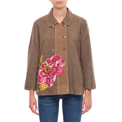 Pero Übergangsjacke Embroidered Double Face Jacket Brown