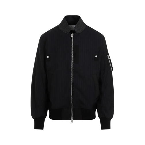 Sacai Bomberjacken Navy Blue Chalk Stripe Blouson Blue