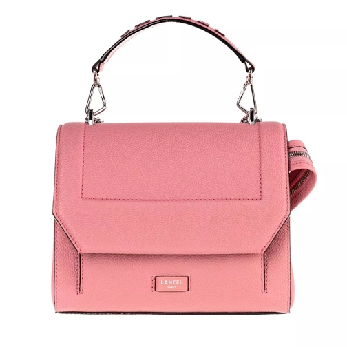 Lancel Ninon Grained Leather Flap Bag Medium Pink Crossbody Bag