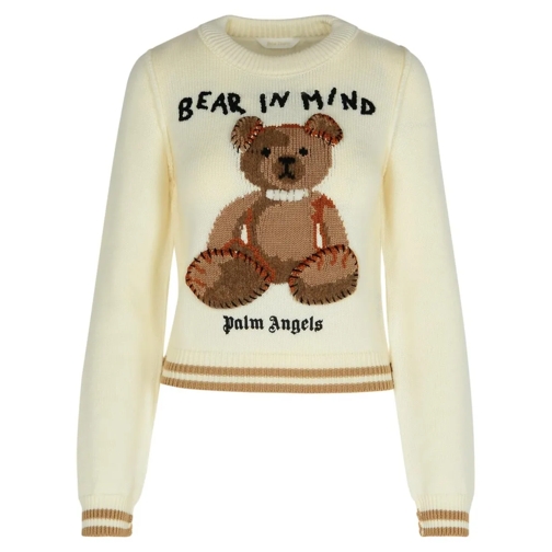 Palm Angels Trui Bear Cream Wool Sweater Neutrals