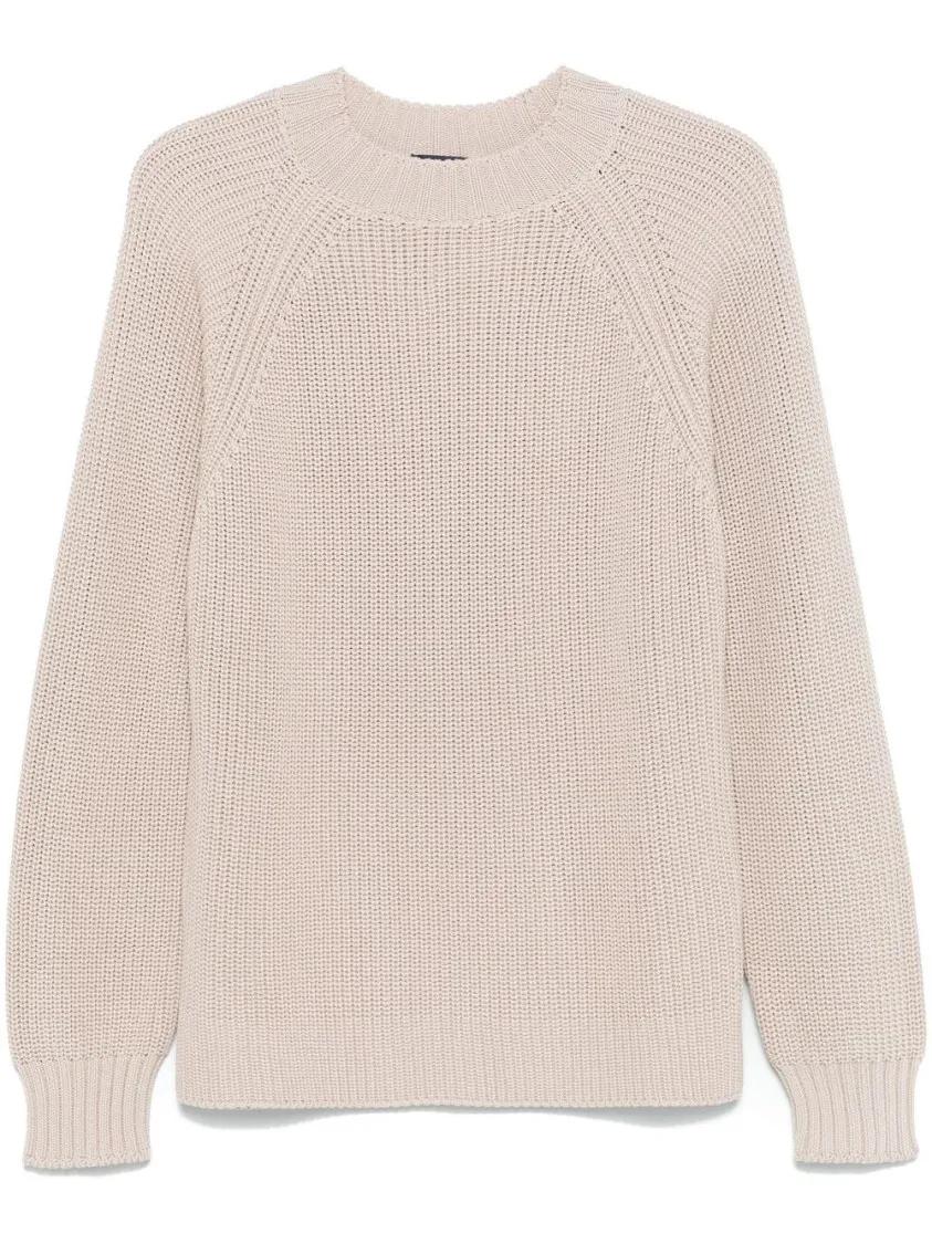 Thumbnail - Drumohr - Textured Knit Long Sleeve Crew-Neck Sweater - Größe 54 - beige