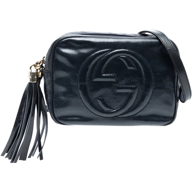 Gucci Schultertasche Patent Soho Disco Crossbody blau