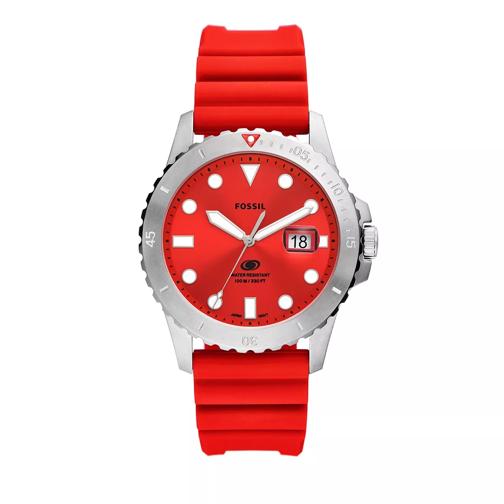 Fossil Fossil Blue Three-Hand Date Silicone Watch Red Quartz Watch