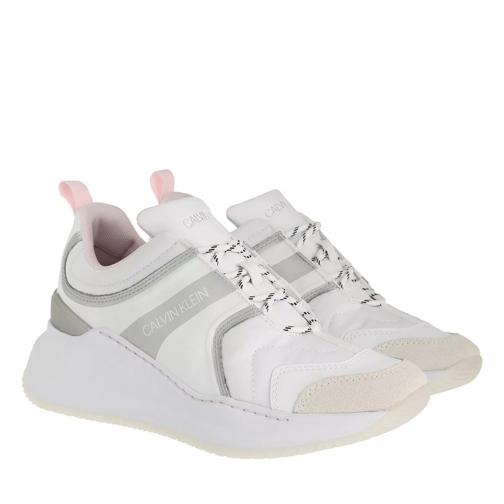 Calvin Klein Runner Lace Up Sneakers Nylon Leather White Low-Top Sneaker