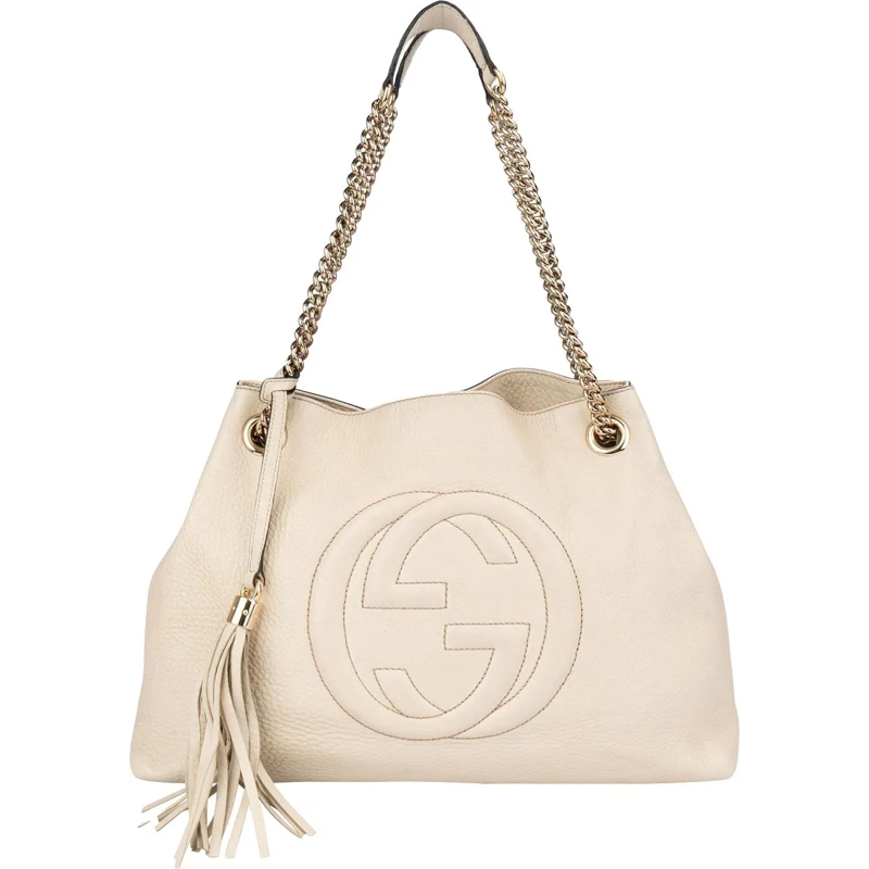 Gucci Schultertasche Gucci Leather GG Soho Crossbody Bag weiß
