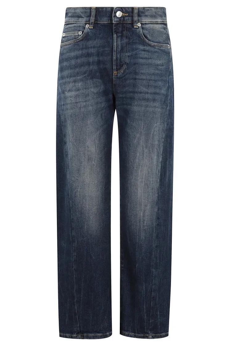 Thumbnail - Department Five - Curved Wide Leg Jeans With Vintage Wash - Größe 30 - blau