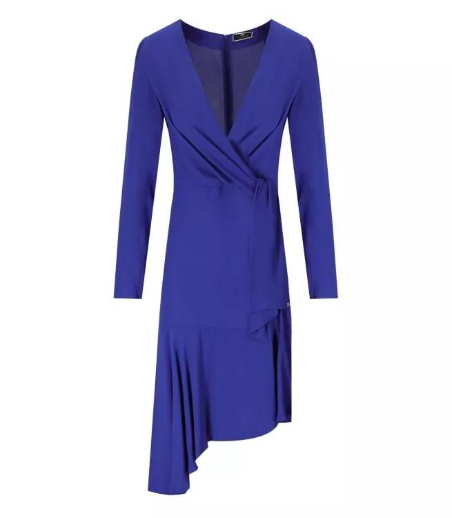 Thumbnail - Elisabetta Franchi - Indigo Blue Asymmetric Dress - Größe 40 - blue